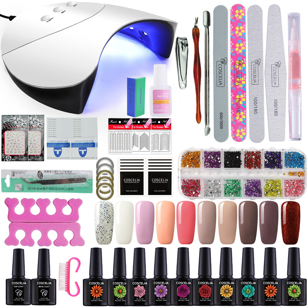 10-Color Nail Art Set - UV Gel Nail Tips Decorations Kit