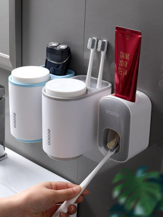 Wall Mounted Automatic Toothpaste Holder & Dispenser Set