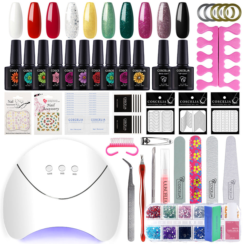 10-Color Nail Art Set - UV Gel Nail Tips Decorations Kit