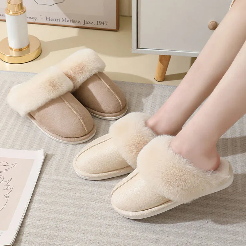 Ultra-Soft Winter Plush Home Slippers for Women – Comfy Fur-Lined Indoor Shoes