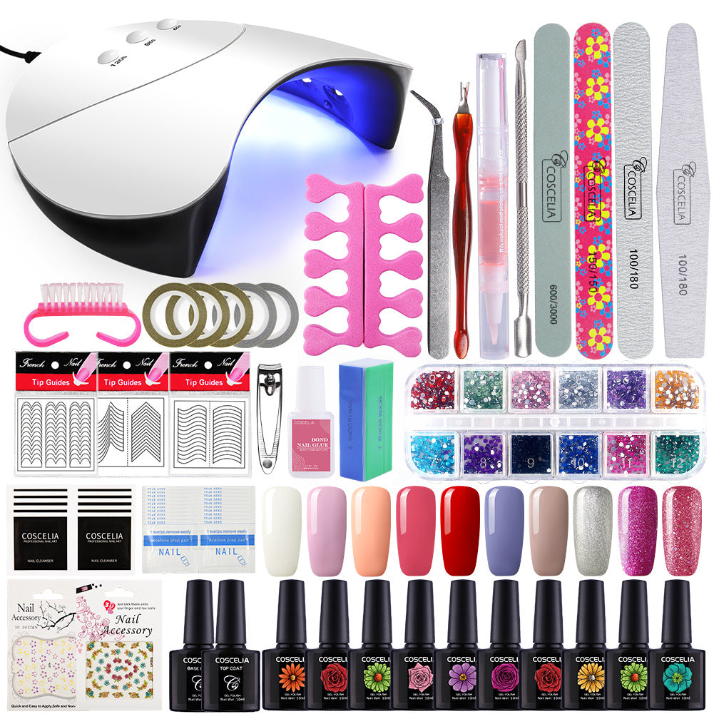 10-Color Nail Art Set - UV Gel Nail Tips Decorations Kit