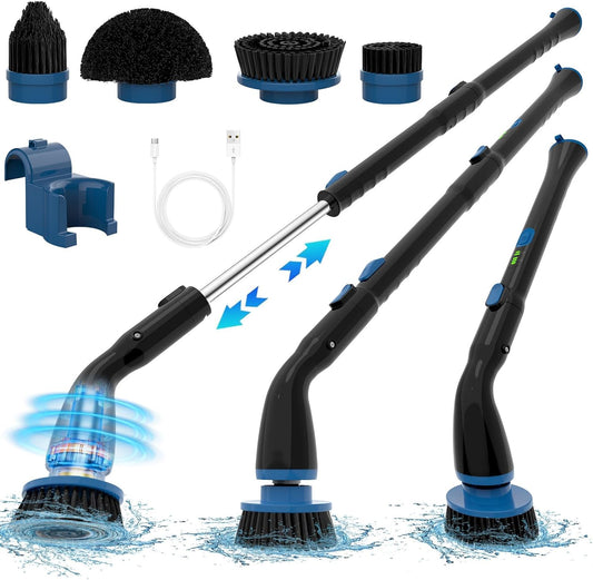 Cordless Electric Spin Scrubber: 4 Brush Heads & Extendable Handle