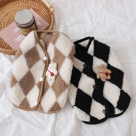 Chic Plaid Fleece Coats for Pets - Perfect Winter Style