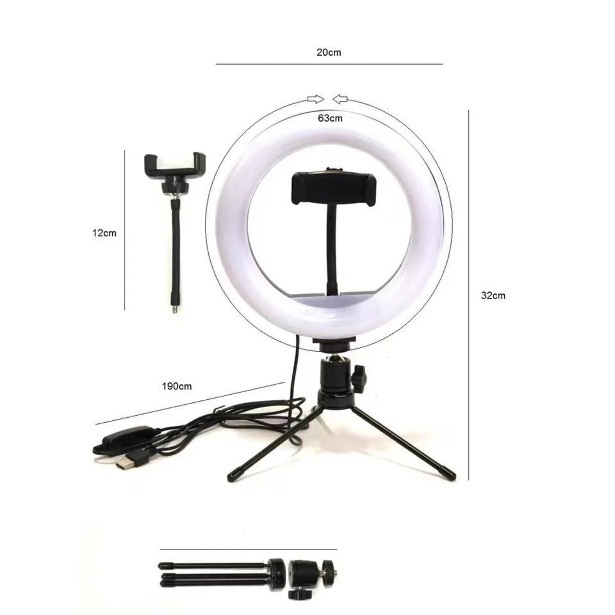 Get Perfect Lighting: 8" Ring Light with Desk Tripod & Phone Holder