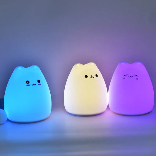 Cute Cat LED Night Light: Perfect for Kids' Rooms