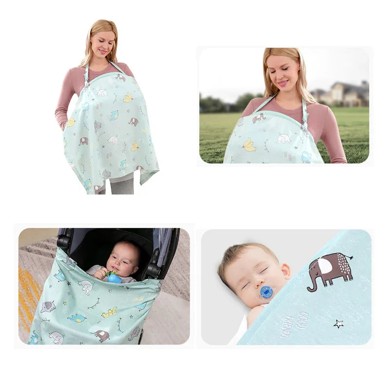 "Versatile Cotton Mother Cape - Nursing, Car Seat & Stroller Cover