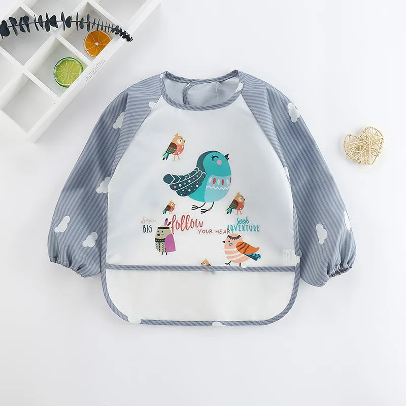 Adorable Waterproof Baby Bibs Long Sleeve Cartoon Design