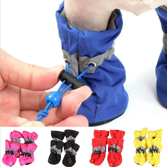 Waterproof Pet Shoes for Rainy Days - Shop 4pc Sets Now!