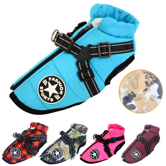 Winter-Ready Large Dog Jackets with Built-In Harness