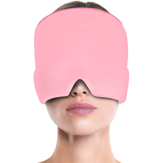 Migraine Relief Cold Therapy Hat: 360° Gel Head Wrap and Eye Mask for Puffy Eyes and Tension Relief