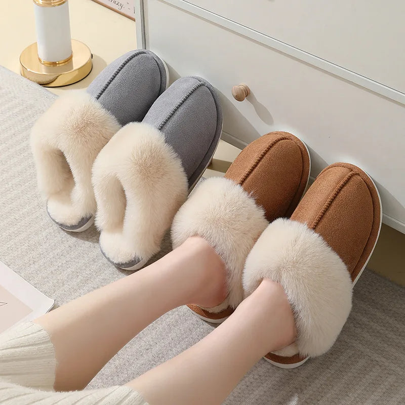 Ultra-Soft Winter Plush Home Slippers for Women – Comfy Fur-Lined Indoor Shoes