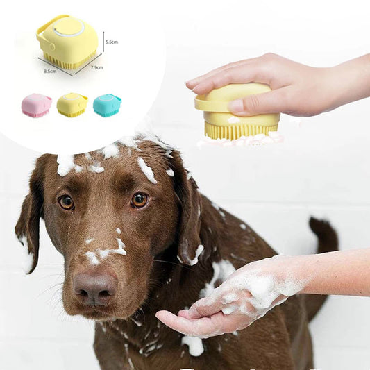 Gentle Silicone Pet Bath & Massage Glove - Innovative Shampoo Dispensing Brush for Dogs and Cats